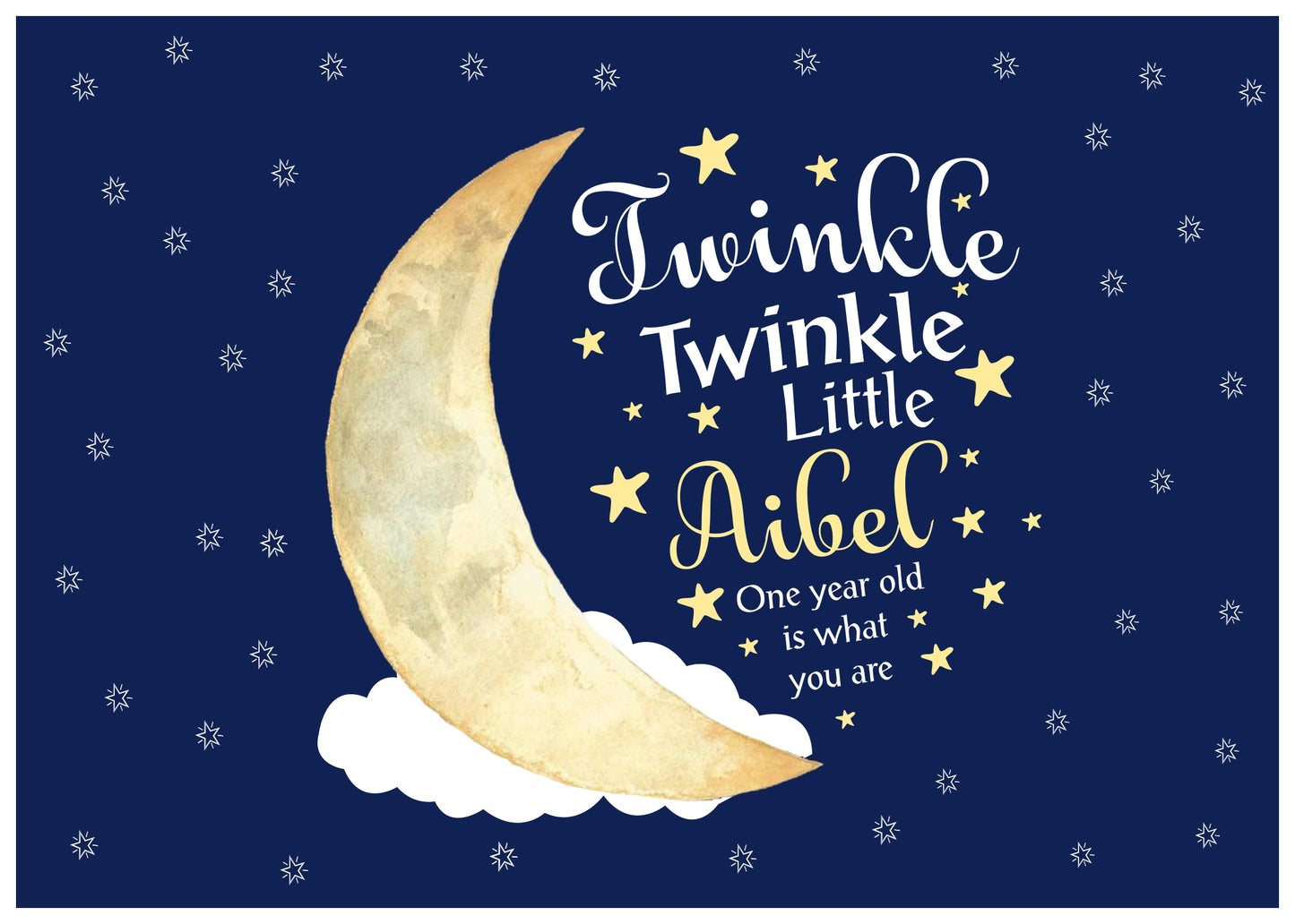 Personalize Twinkle Twinkle Little Star Birthday Backdrop Banner