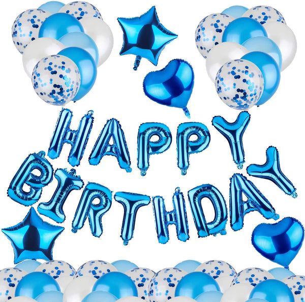 Happy Birthday Balloon, 16-Inch Happy Birthday Banner, Birthday Party Decoration, Happy Birthday Foil Balloon (Blue)