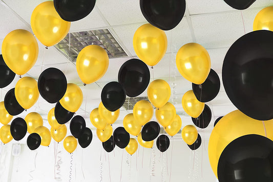 Metallic Balloons Thick Black And Golden Latex Balloon For Birthday, Anniversary Parties