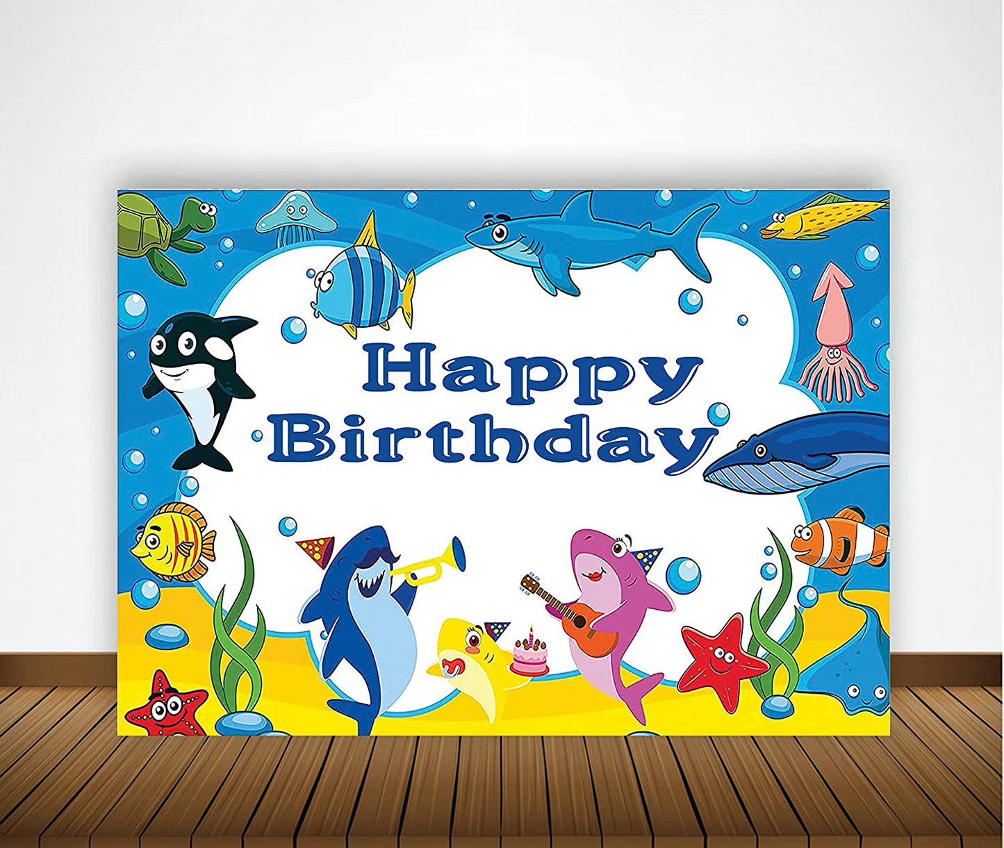 Baby Shark Theme Birthday Party Backdrop