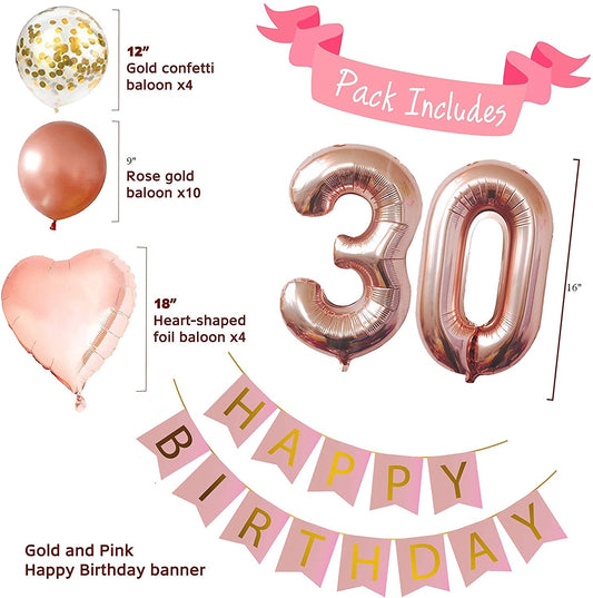 30th Birthday Pink And Gold Decoration Kit