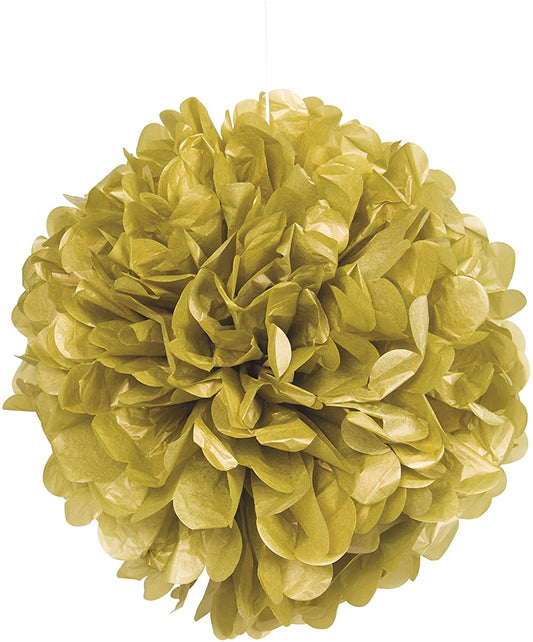 Blue Silver And Golden Tissue Paper Pom Poms And Paper Lanterns -Birthday Party Decorations