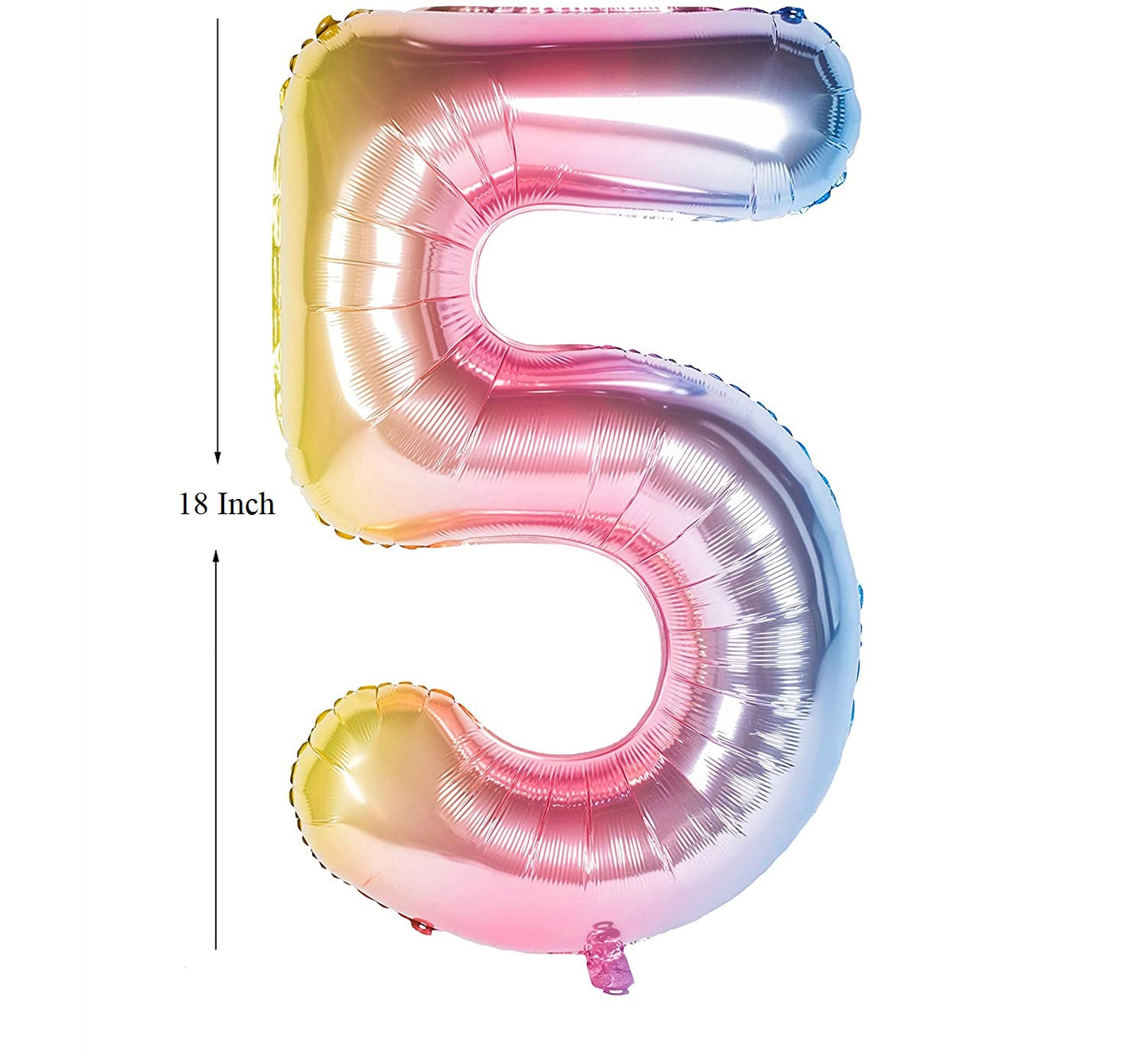 New 18 Inch Rainbow Digit Foil Birthday Party Balloons Number 5