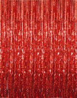 Red Metallic Tinsel Foil Fringe Curtains Photo Booth Props