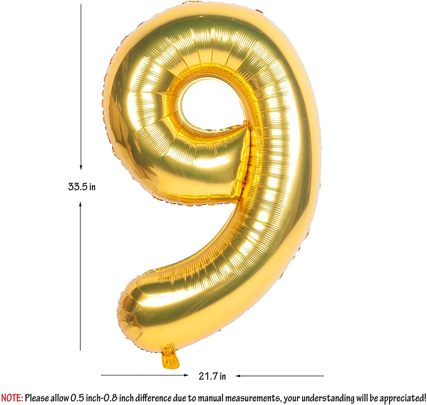 32 Inch Gold Digit Helium Foil Birthday Party Balloons Number 9