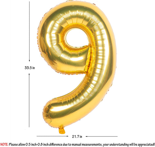 32 Inch Gold Digit Helium Foil Birthday Party Balloons Number 9