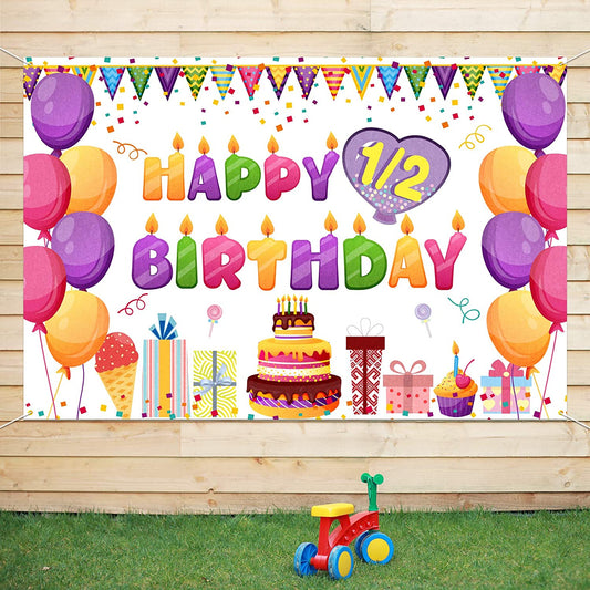 Half Birthday Backdrop For Kids Birthday Party