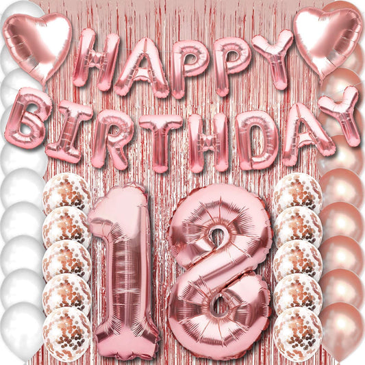 18th Birthday Rose Gold Party Decorations for Girls
