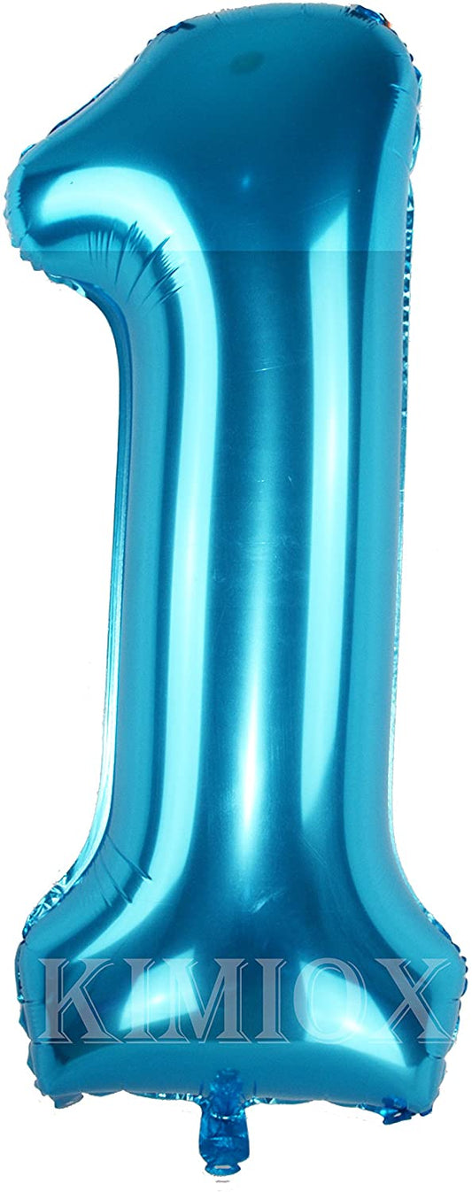 Blue Digit Foil Birthday Party Balloon Number 1