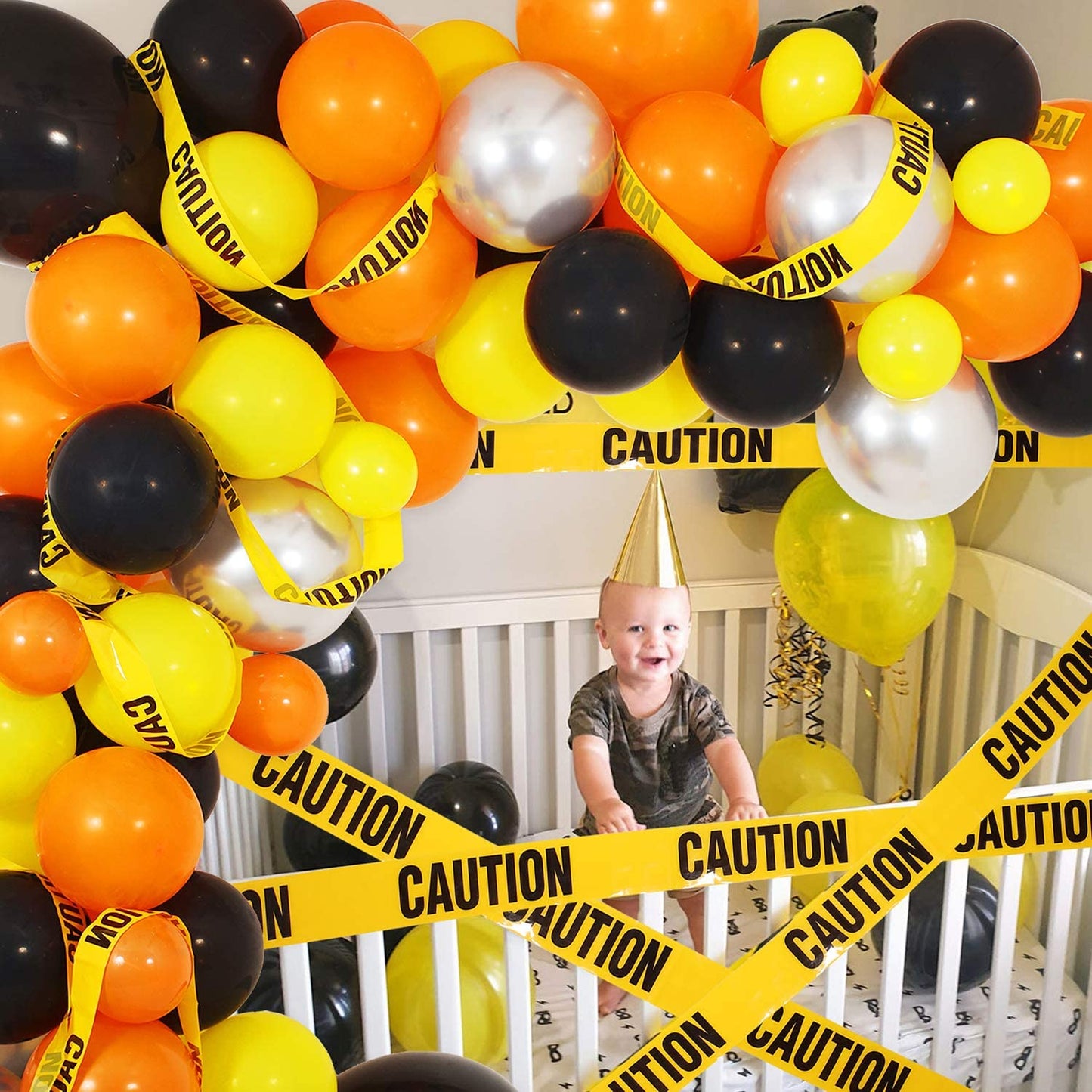 Yellow ,Orange Black And Silver Latex Balloons For Birthday/Baby Shower-Pack Of 140