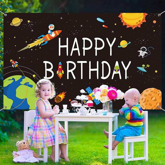 Space Theme Birthday Party Backdrop