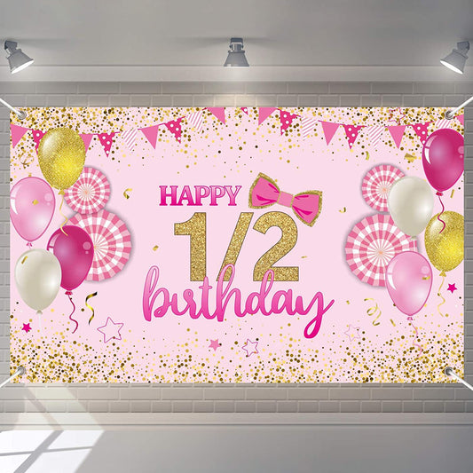 Half Birthday Party Girls Backdrop