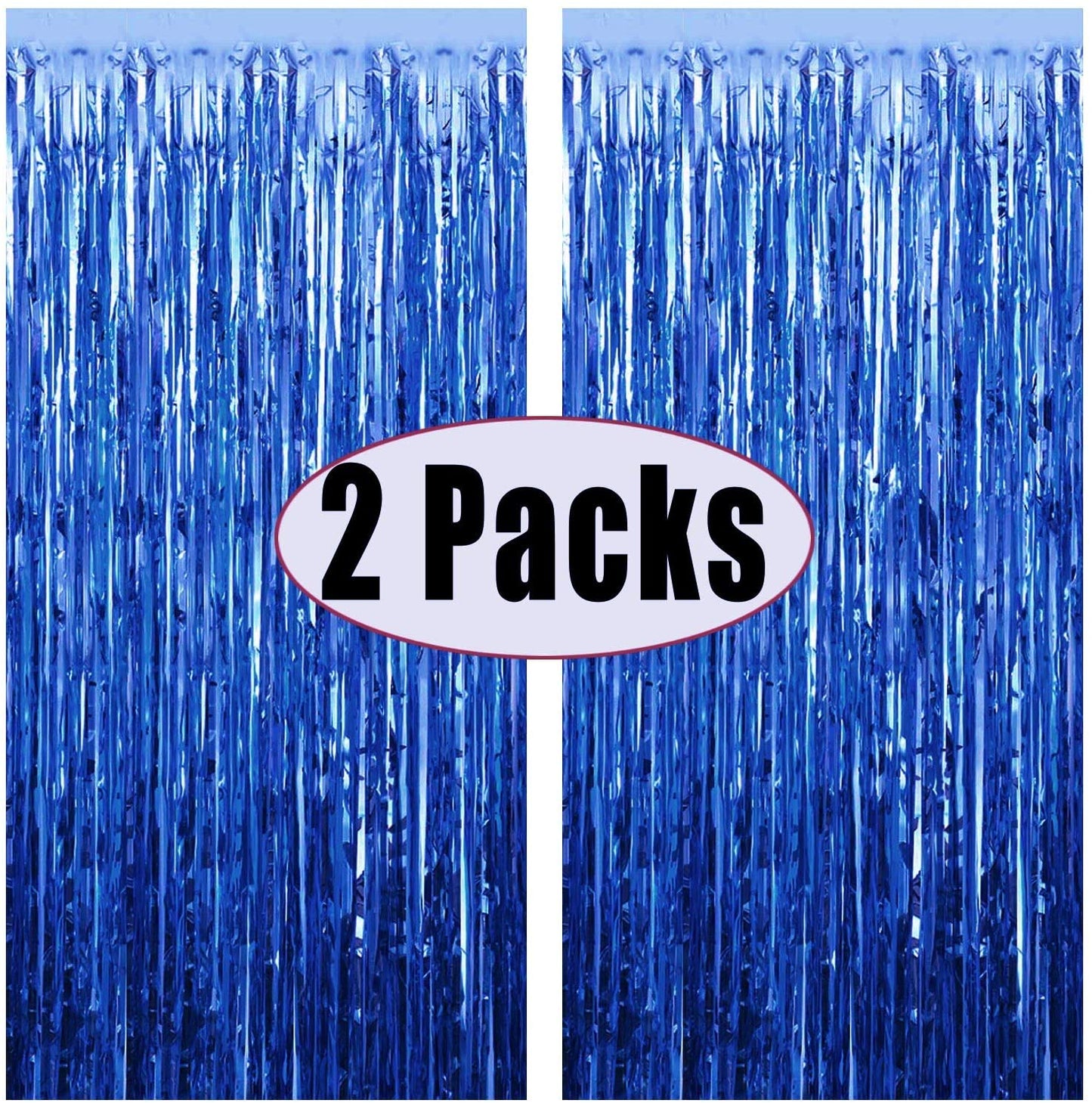 Blue Tinsel Foil Fringe Curtains