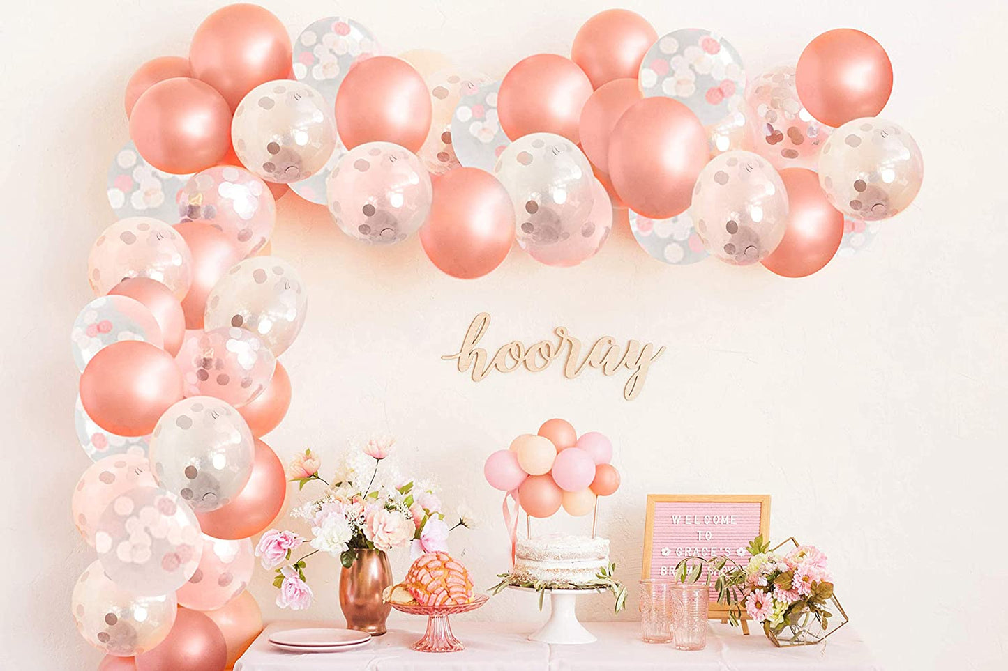 Rose Gold And Confetti Party Balloons-Birthday Parties, Bridal Shower, Baby Shower (Pack of 50)