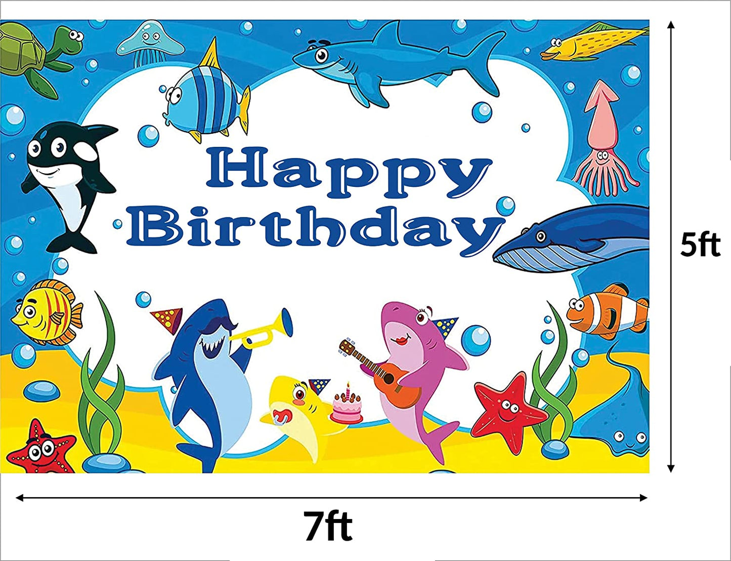 Baby Shark Theme Birthday Party Backdrop