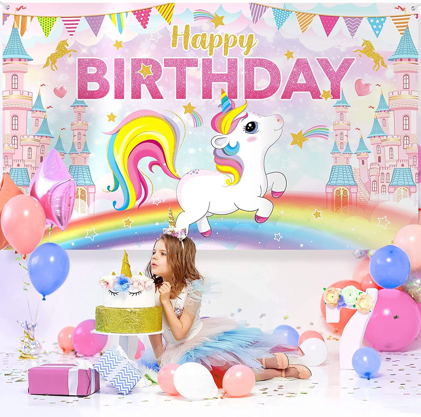 Unicorn Theme Birthday Party Backdrop