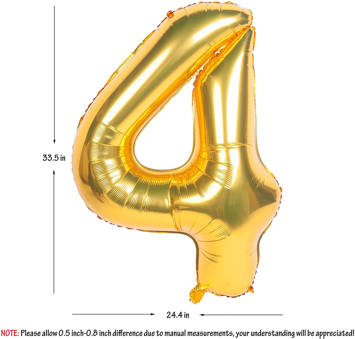 32 Inch Gold Digit Helium Foil Birthday Party Balloons Number 4