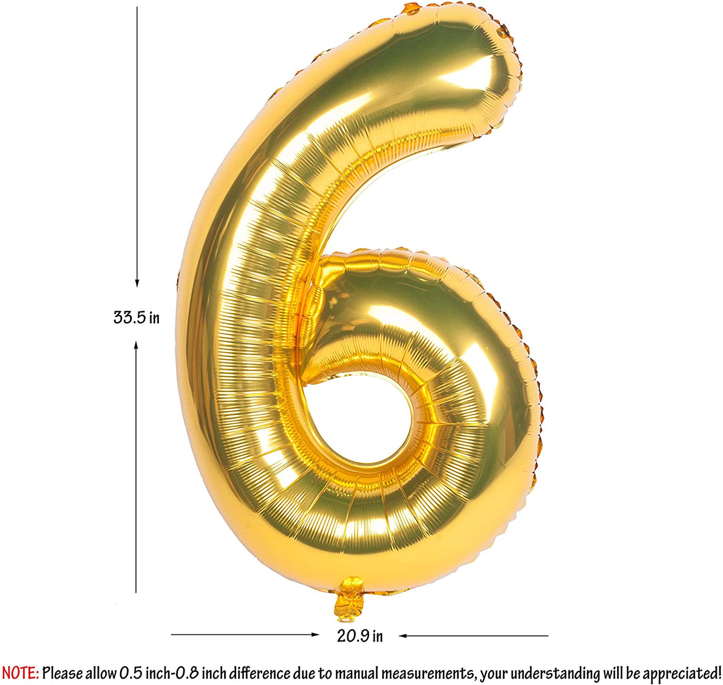 32 Inch Gold Digit Helium Foil Birthday Party Balloons Number 6