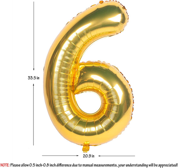 32 Inch Gold Digit Helium Foil Birthday Party Balloons Number 6