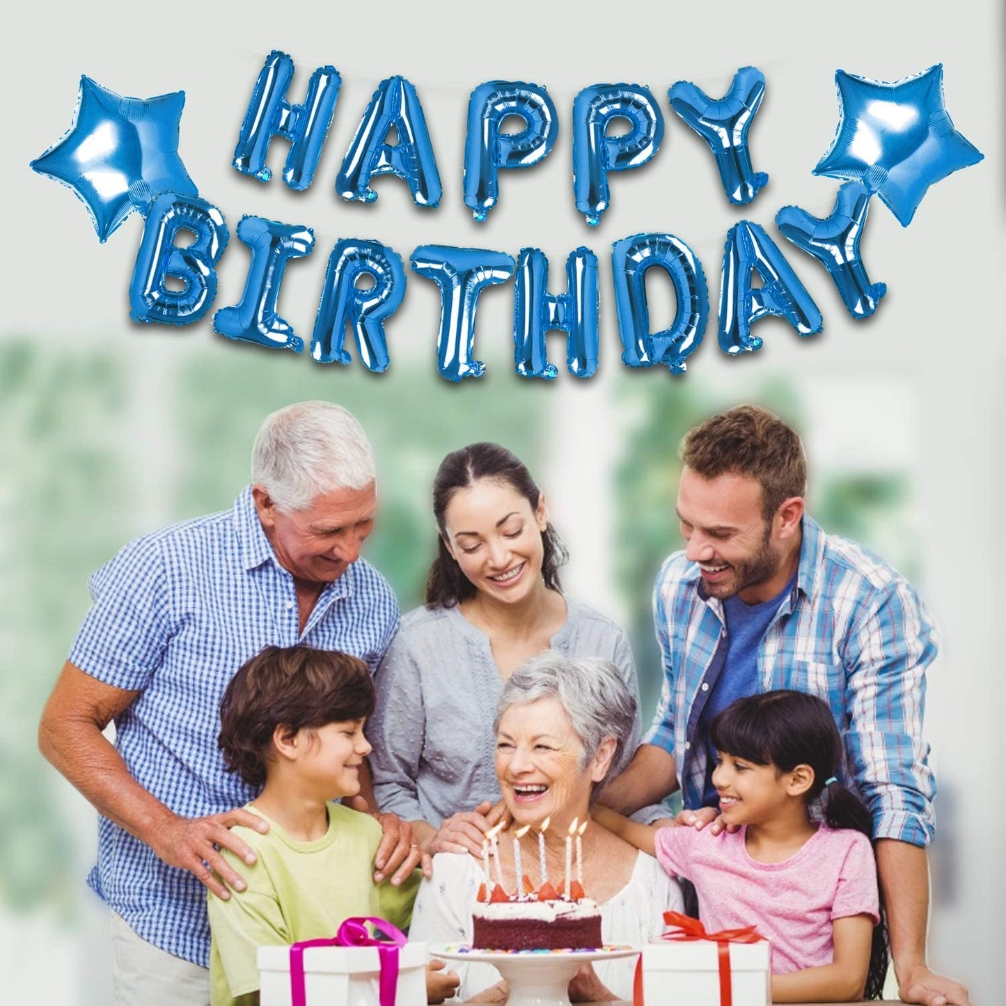 Decoration Set Blue-Happy Birthday Balloons Decorations Set Letter Balloons,Confetti Balloons And Giant Star Balloons