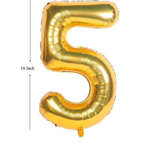 Gold Digit Foil Birthday Party Balloon Number 5
