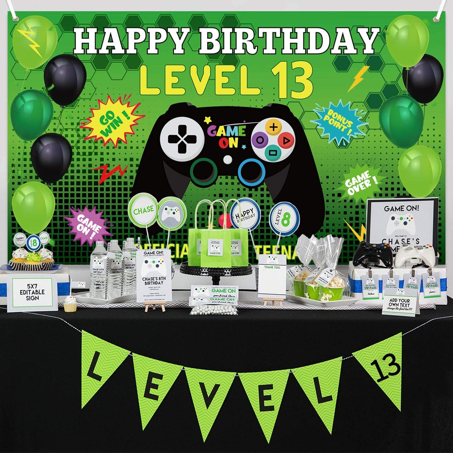 Gaming Theme Birthday Party Backdrop