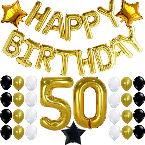 50th Gold Birthday Decorations Kit