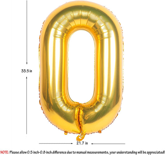 32 Inch Gold Digit Helium Foil Birthday Party Balloons Number 0