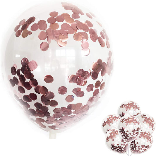 Rose Gold - 12-Inch Transparent Balloon 20Pcs Confetti Balloons Inflatable Wedding Supplies Party Wedding Decoration Rose Gold