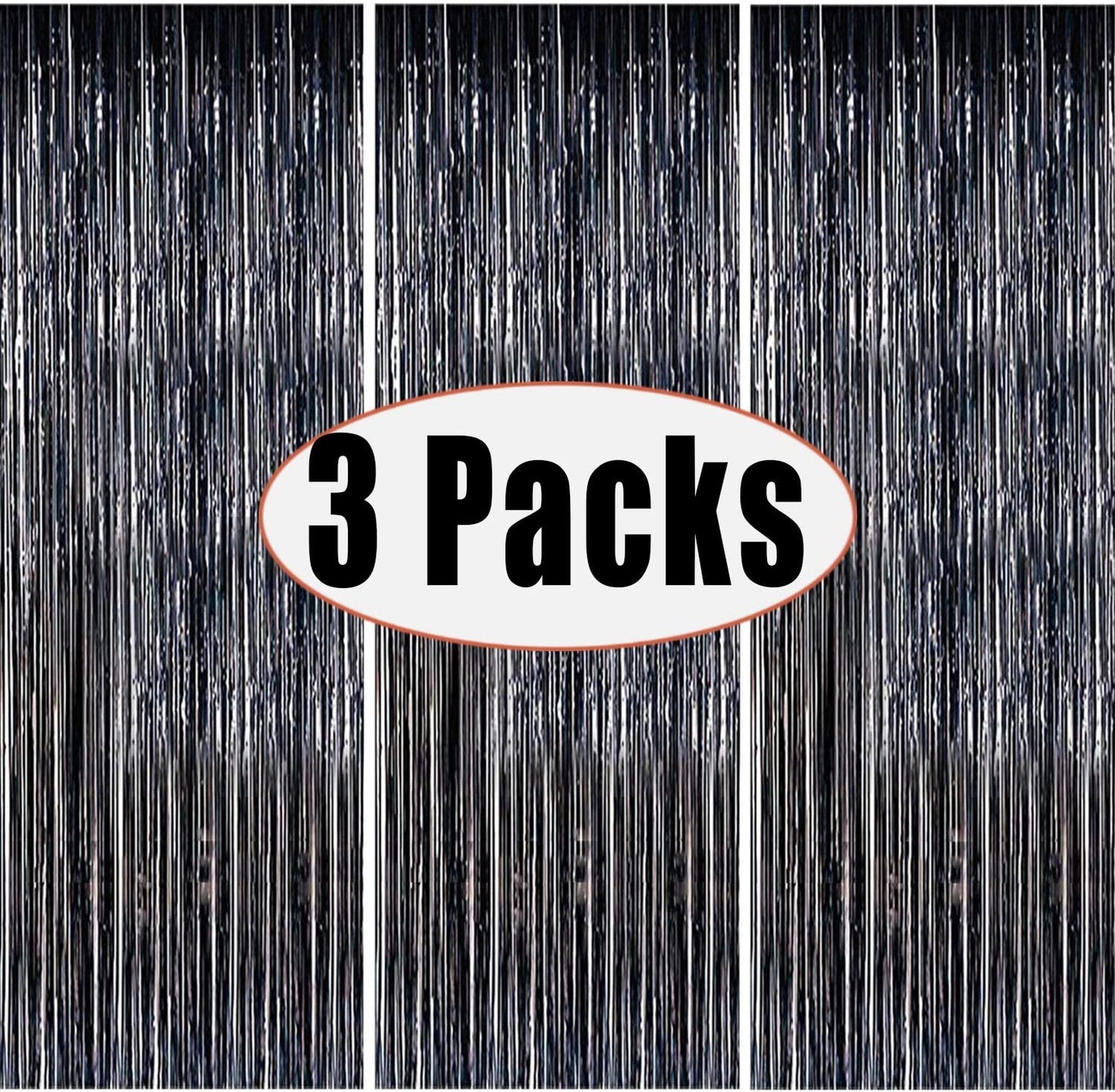 Black Metallic Tinsel Foil Fringe Curtains