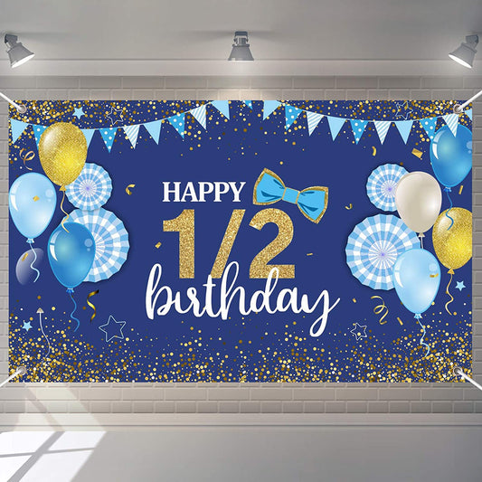 Half  Birthday Party Boys Backdrop
