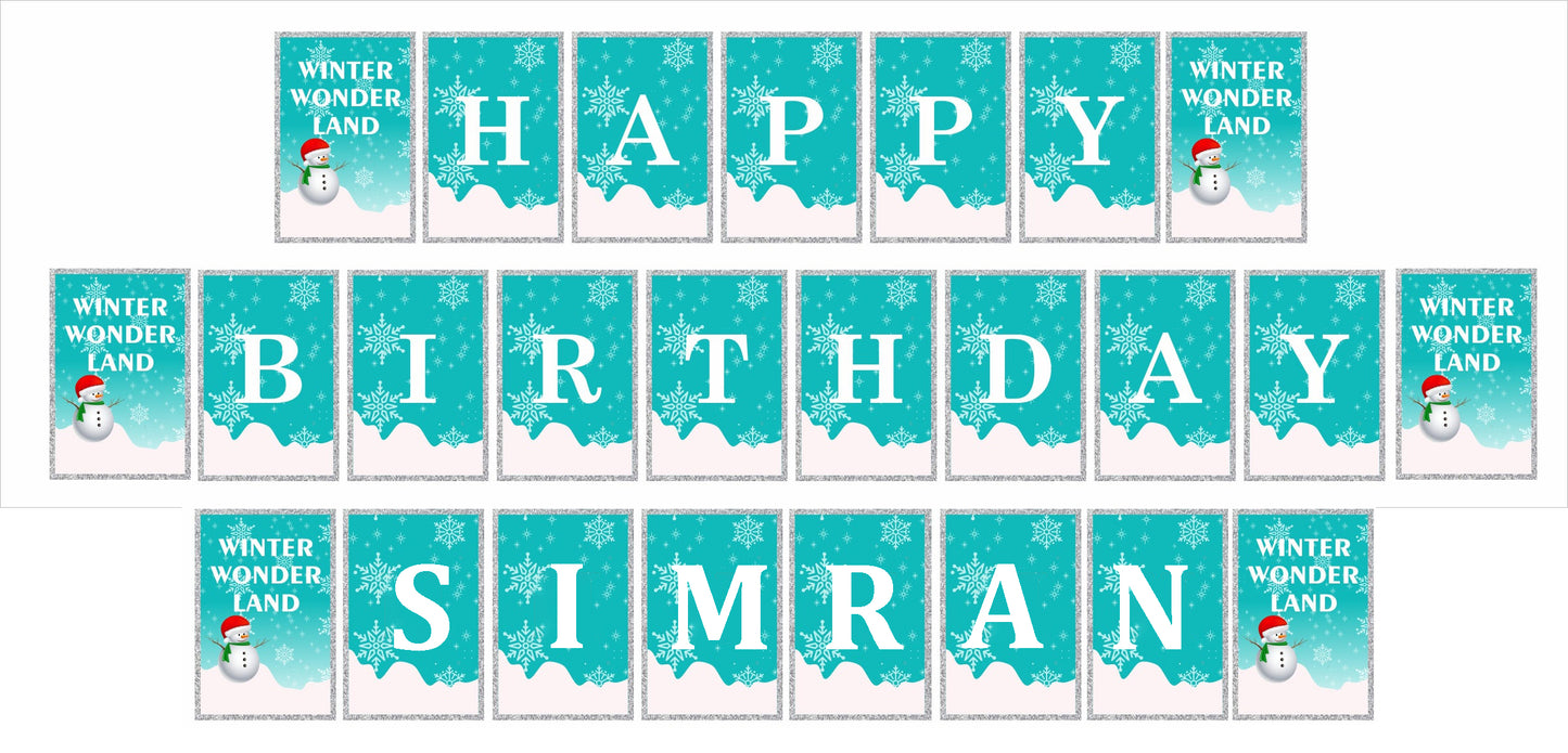 Winter Wonderland Theme Birthday Party Banner for Decoration