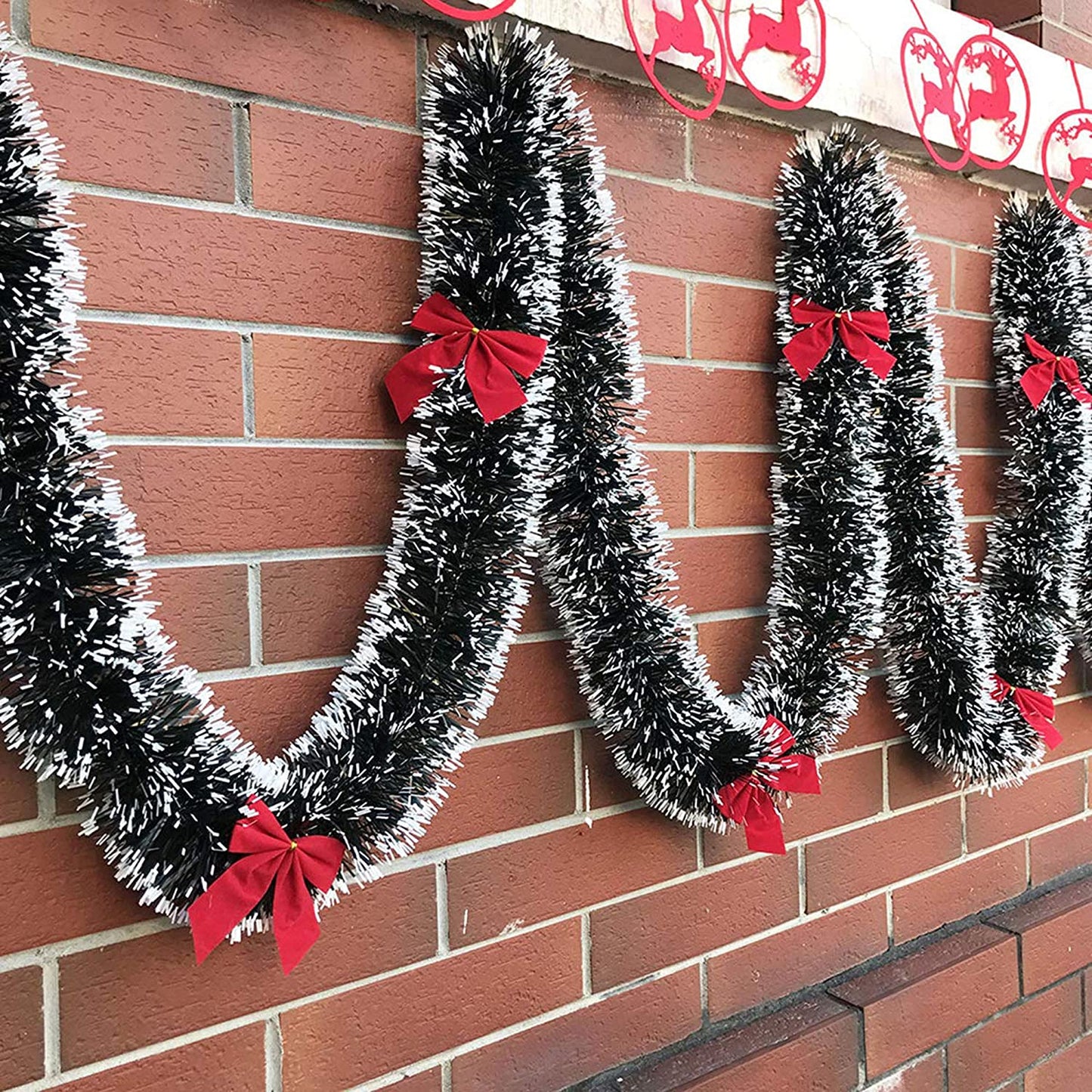 Artificial Green and White Merry Christmas Strings, Garlands For X Mas Christmas Tree Decoration And Home