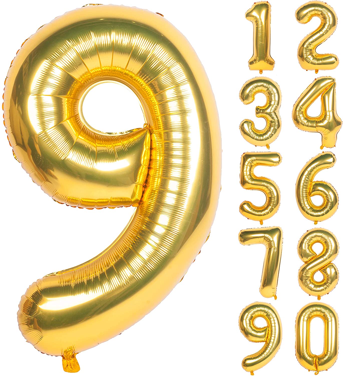 Gold Digit Foil Birthday Party Balloon Number 9