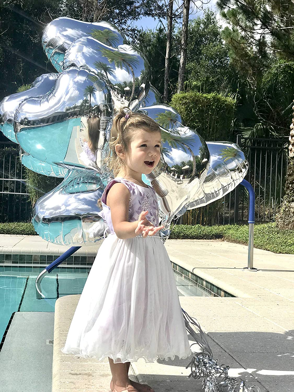 18Inch Silver Heart Balloons, Heart Shaped Balloons Foil Love Balloons For Wedding Decoration Party Balloons Birthday