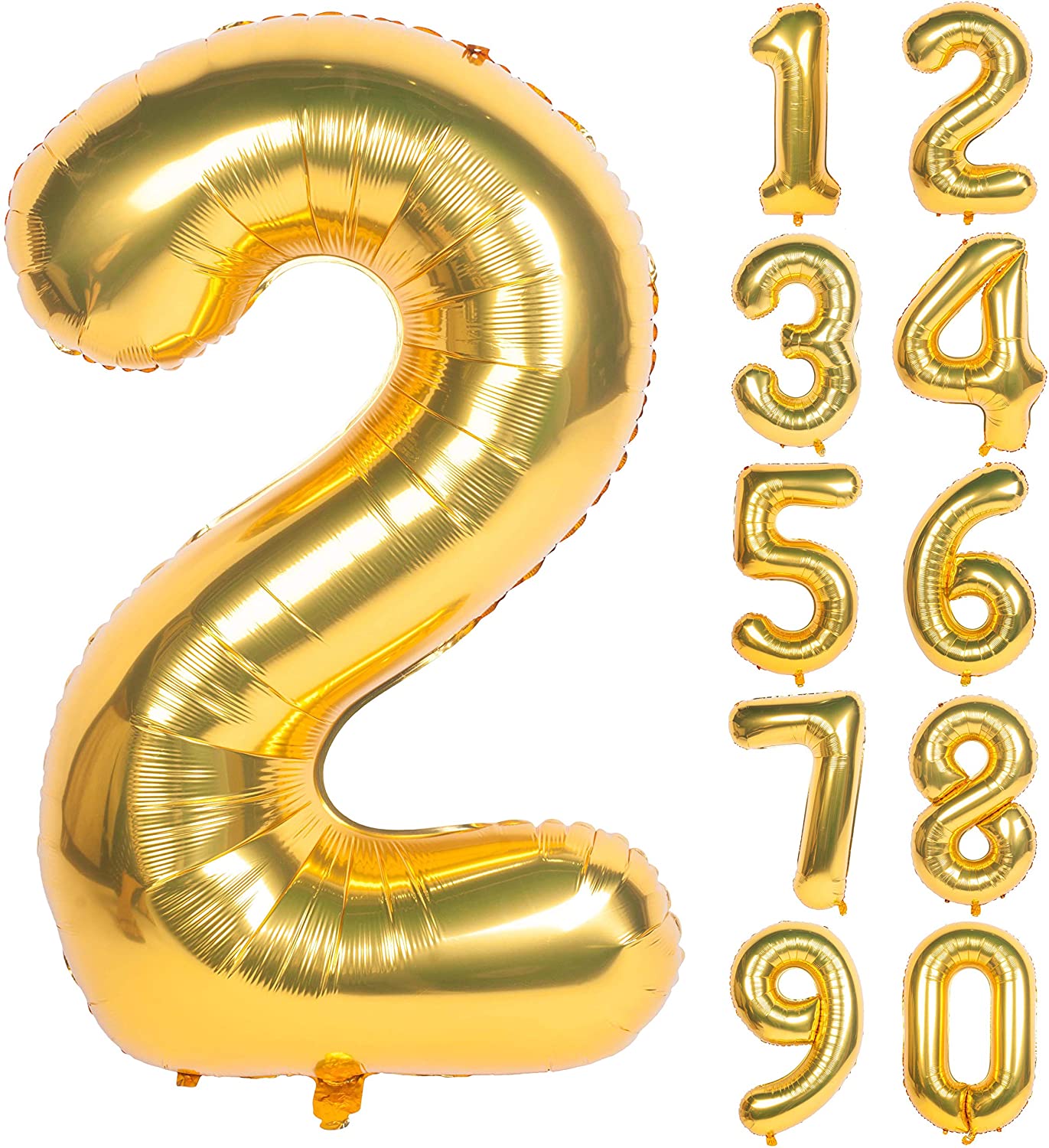 32 Inch Gold Digit Helium Foil Birthday Party Balloons Number 2