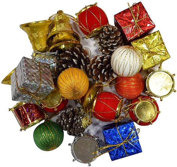 Christmas Tree Plastic Hanging Decorations (Multicolor) Pack Of 24 Pieces