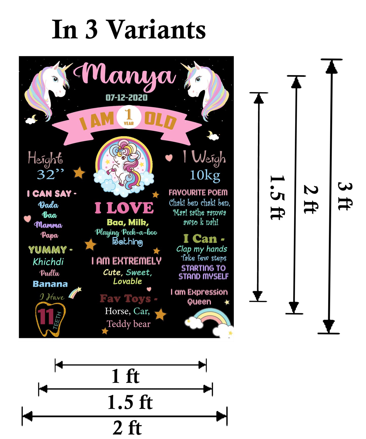 Unicorn Theme Customized Chalkboard/Milestone Board for Kids Birthday Party