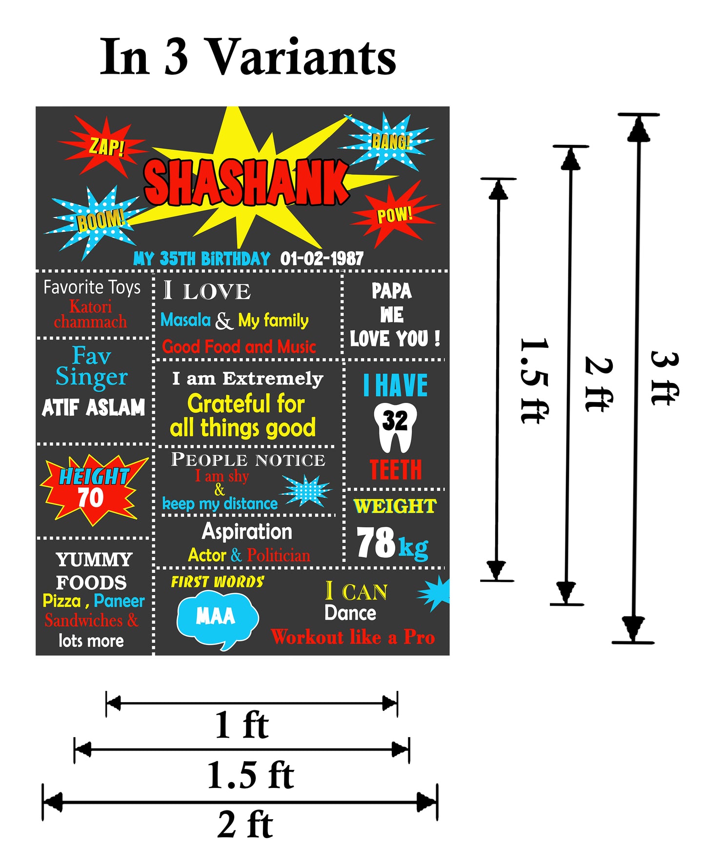Super Heroes Theme Customized Chalkboard/Milestone Board for Kids Birthday Party