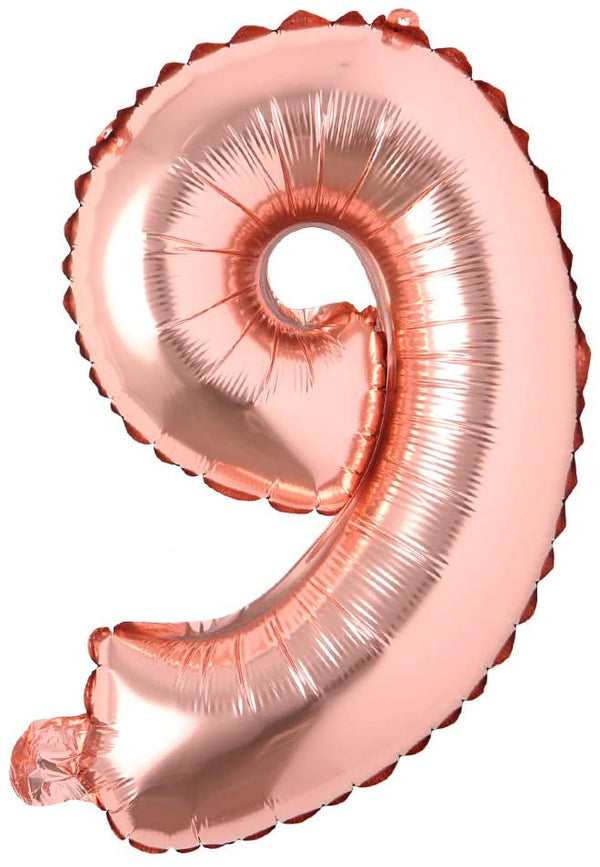 Rose Gold Digit Foil Birthday Party Balloon Number 9
