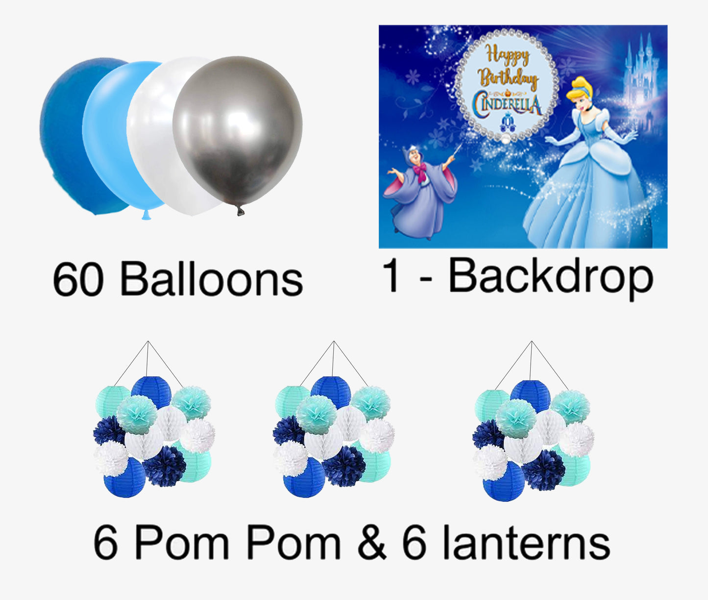 Cinderella Theme Birthday Party Complete Decoration Kit