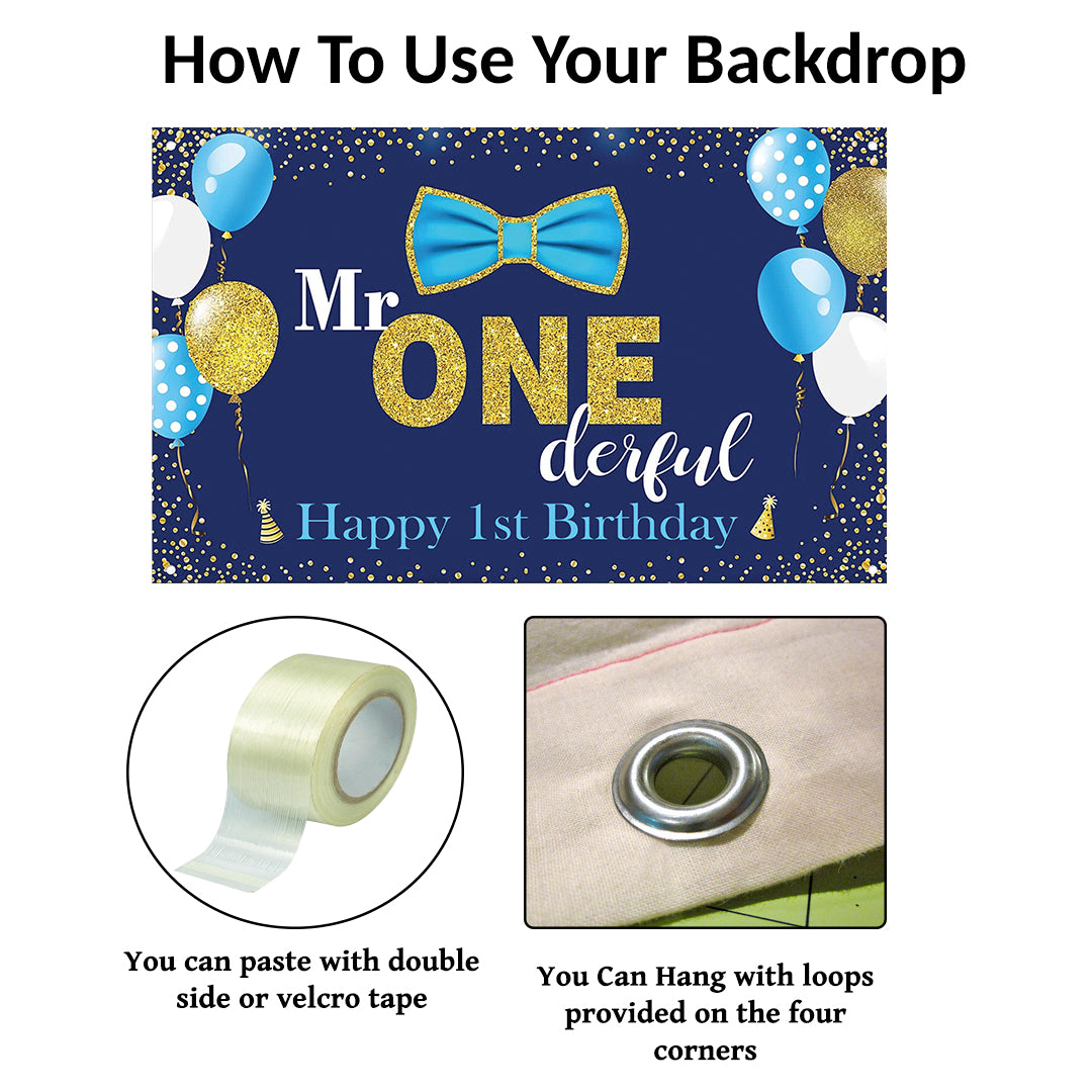 First Birthday Party Backdrop Decoration for Boys