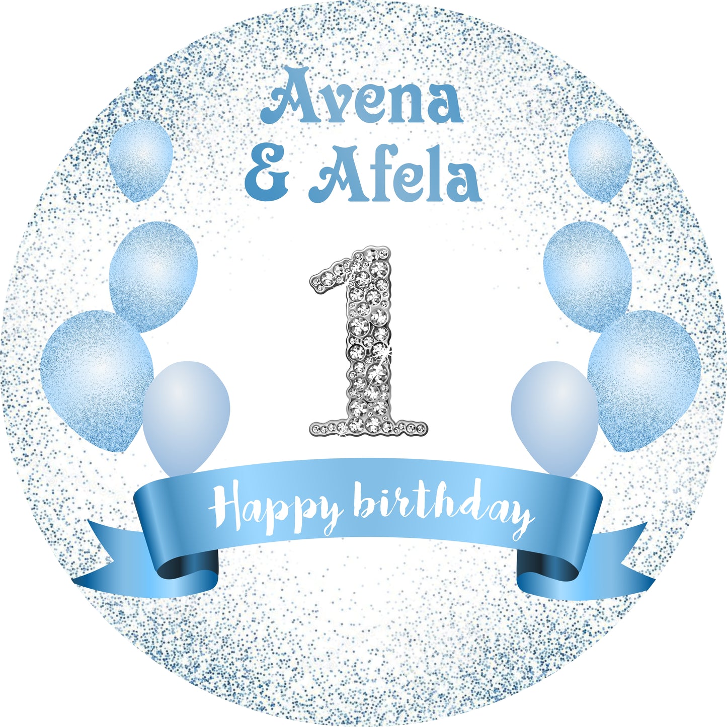 Personalize Round 1st Birthday Backdrop Banner