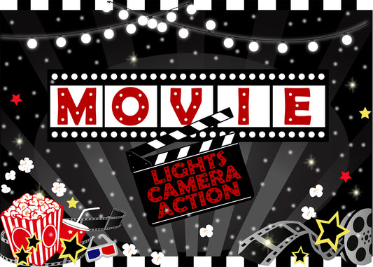Movie Night Theme Backdrop for Decorations