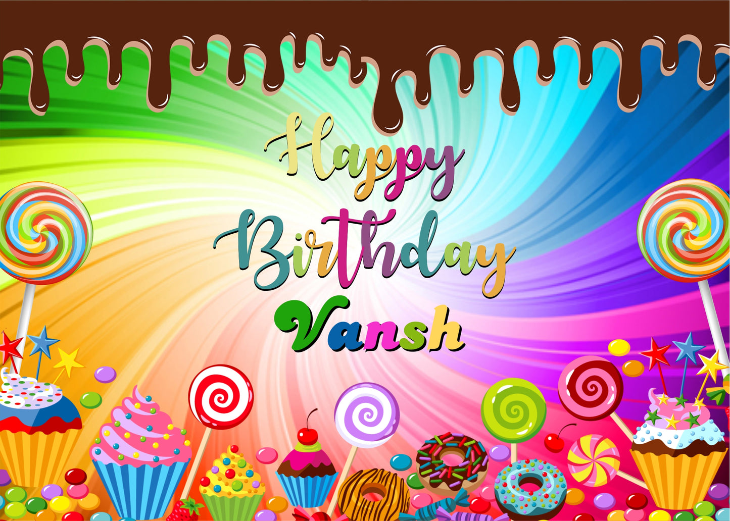 Personalize Candy Land Birthday Party Backdrop Banner