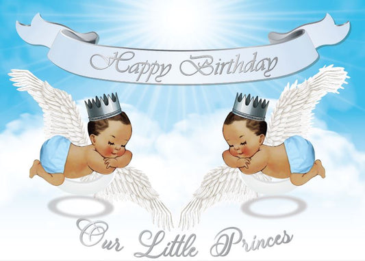 Twin Boys Theme Birthday Party Backdrop