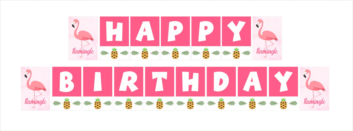 Lets Flamingo - Happy Birthday Banner Decoration