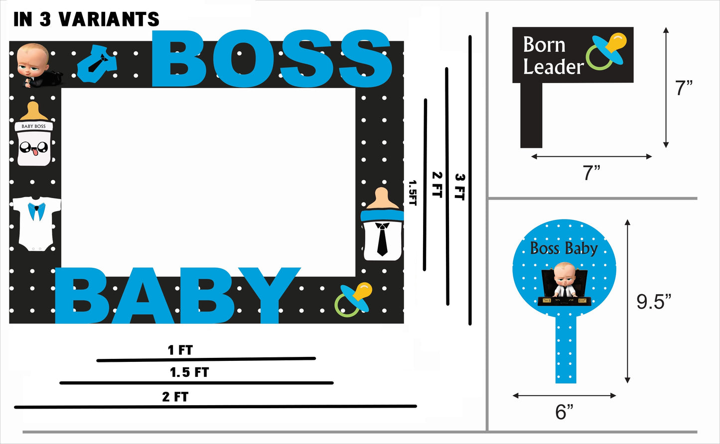 Boss Baby Theme Birthday Party Selfie Photo Booth Frame & Props