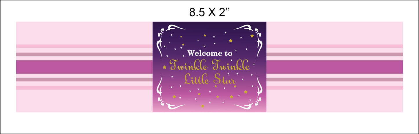 Twinkle Twinkle Little Star Theme Birthday Party Water Bottle Labels