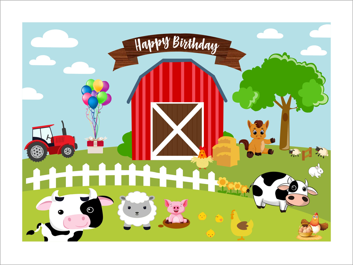 Farm Animals Theme Birthday Party Backdrop